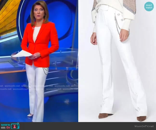 Veronica Beard Alair Trouser with Chain worn by Norah O'Donnell on CBS Evening News