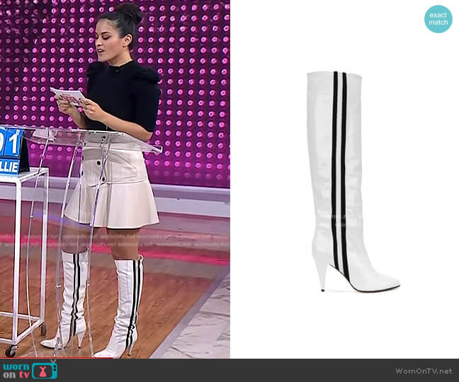 Alchimia Di Ballin Side Striped Knee Boots worn by Donna Farizan on Today