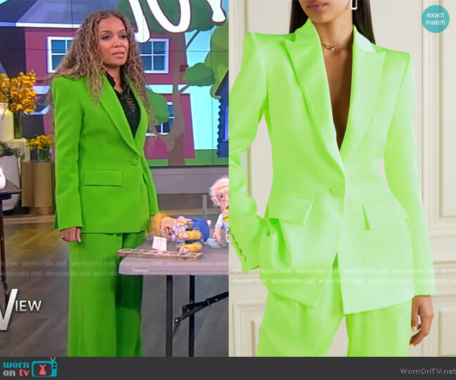 Alex Perry Manon Satin Crepe Blazer Jacket worn by Sunny Hostin on The View