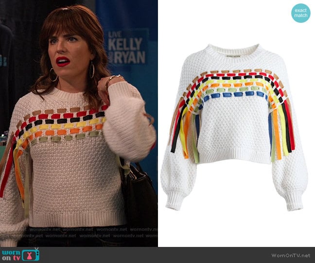 Alice + Olivia Claudette Ribbon Detail Sweater worn by Marina (Karla Souza) on Home Economics