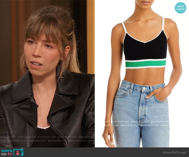 Alice + Olivia Maude Knit Cropped Top worn by Jennette McCurdy on The Drew Barrymore Show