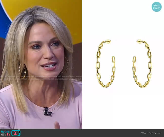 Accessory Concierge Anchor Chain Hoops worn by Amy Robach on Good Morning America