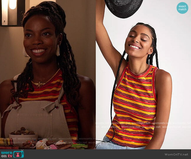 Anthropologie Ribbed Racer Tank worn by Denise (Sasheer Zamata) on Home Economics