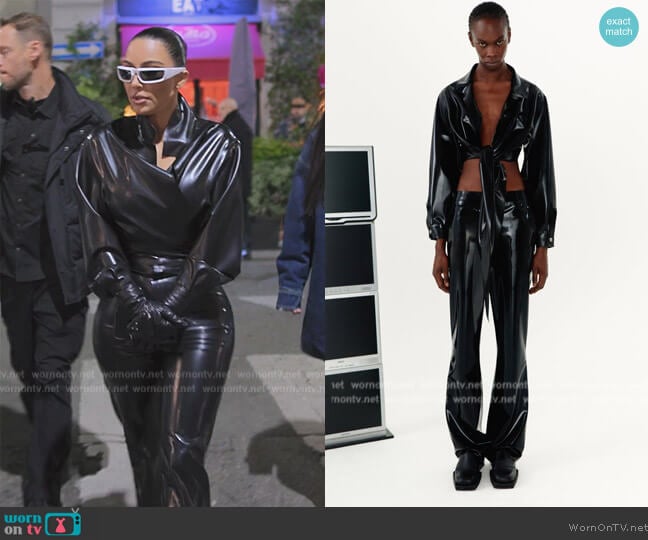 Avellano Latex Shirt to Tie worn by Kim Kardashian (Kim Kardashian) on The Kardashians