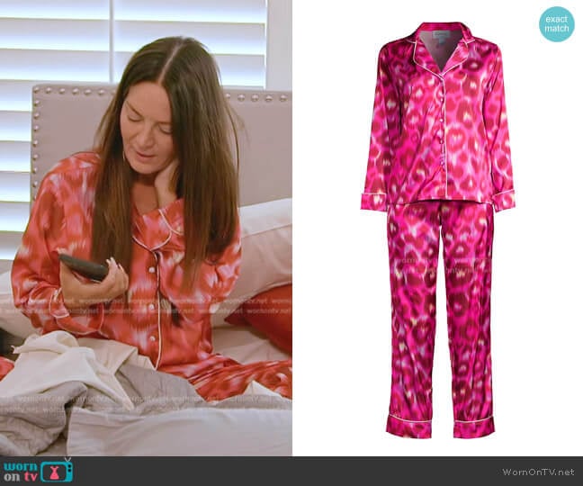 Averie Sleep Into The Wild Linda Leopard Pajama Set worn by Lisa Barlow on The Real Housewives of Salt Lake City