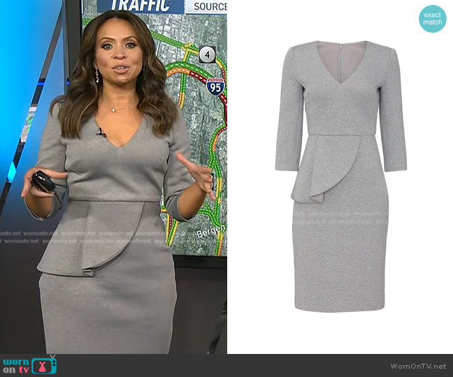 Badgley Mischka Scuba Sheath Dress in Heather Grey worn by Adelle Caballero on Today