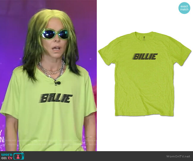 Billie Eilish Billie Eilish Racer Logo tee worn by Kelly Ripa on Live with Kelly and Mark