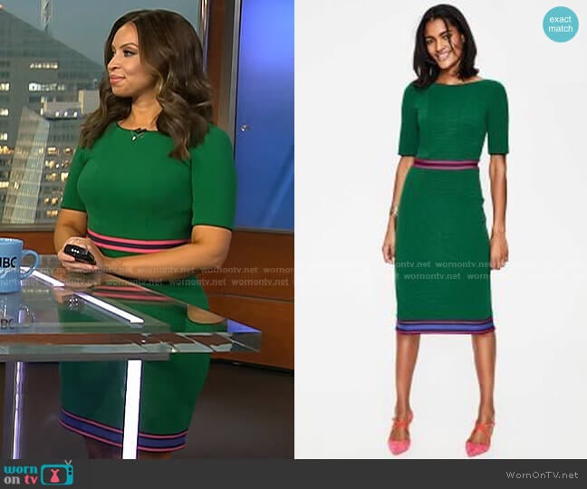 Boden Multi Stripe Kaia Ottoman Dress worn by Adelle Caballero on Today