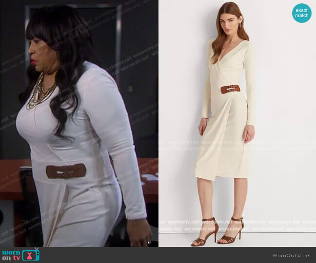 Lauren Ralph Lauren Buckled Jersey Dress worn by Paulina Price (Jackée Harry) on Days of our Lives