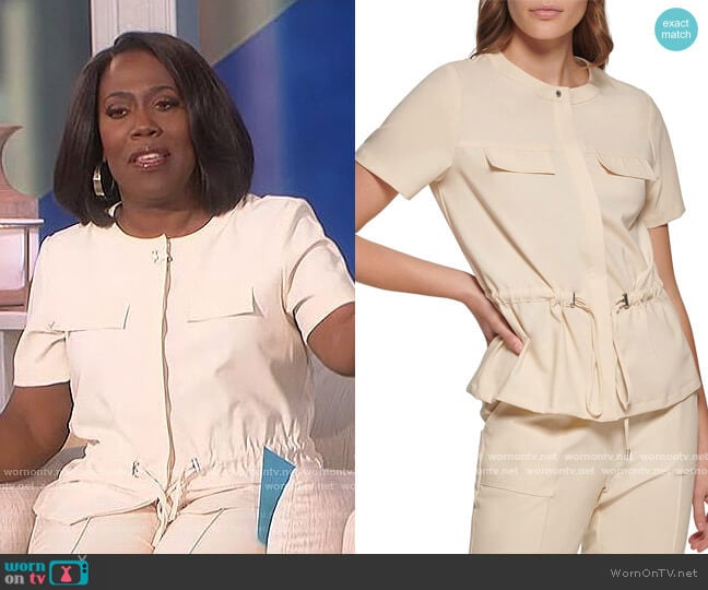 Calvin Klein Short Sleeve Drawstring Jacket worn by Sheryl Underwood on The Talk