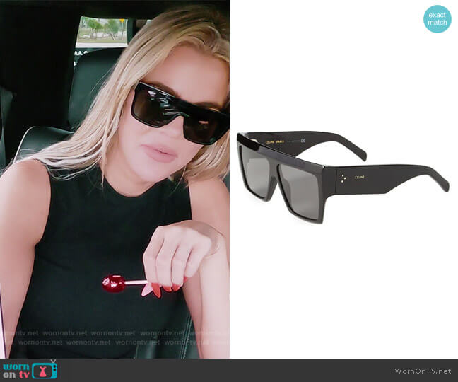 Celine 60mm Flat Top Sunglasses worn by Khloe Kardashian (Khloe Kardashian) on The Kardashians