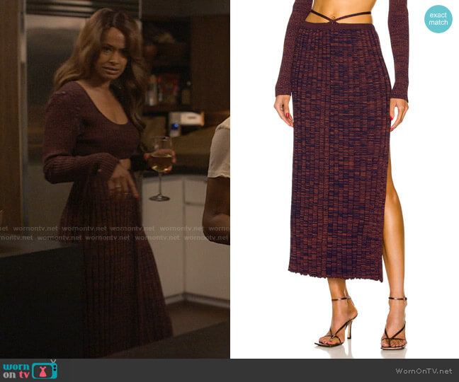 Christopher Esber Pleated Knit Tie Skirt worn by Shanelle Tucker (Shannon Kane) on Reasonable Doubt