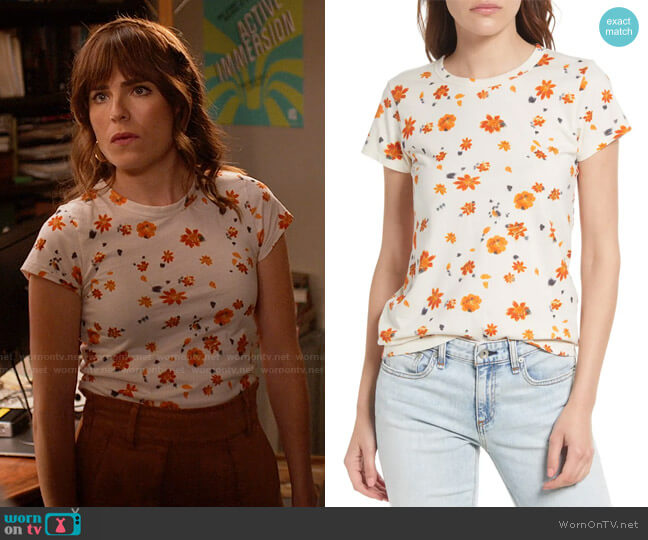 Rag and Bone Cotton Floral T-Shirt worn by Marina (Karla Souza) on Home Economics