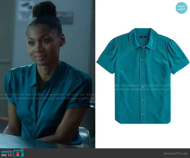 J. Crew Short Sleeve shirt in Re-Imagined Silk worn by Jax Stewart (Emayatzy Corinealdi) on Reasonable Doubt