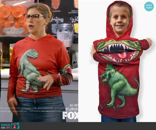 Dinosaur Chompster Hoodie worn by Kat Silver (Mayim Bialik) on Call Me Kat