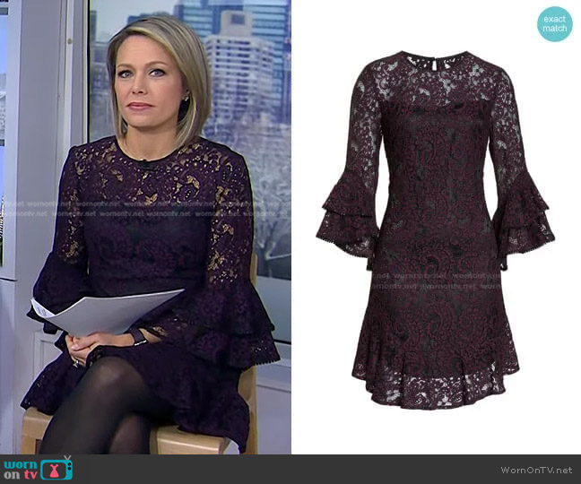 Eliza J Double Ruffle Lace Dress worn by Dylan Dreyer on Today