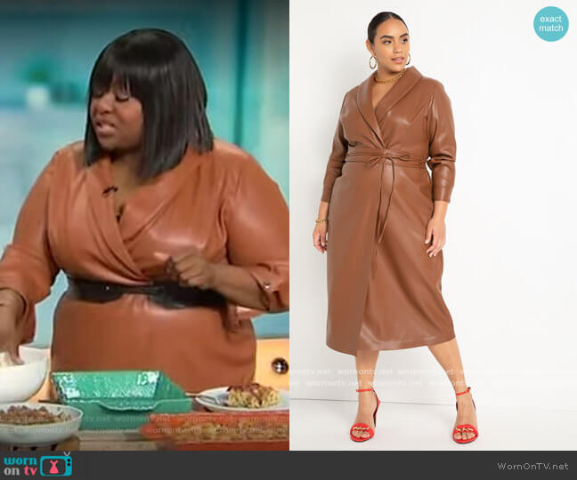 Eloquii Shawl Collar Faux Leather Dress worn by Kardea Brown on Sherri