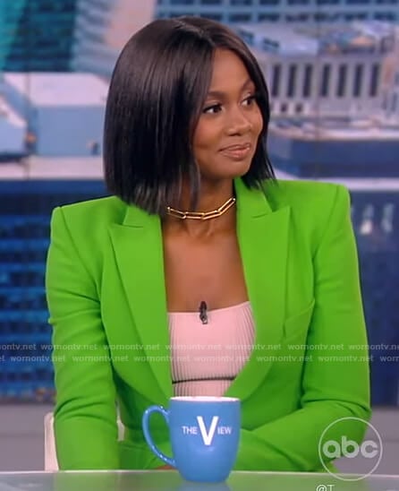 Emayatzy-Corinealdi’s green blazer on The View