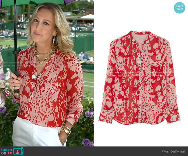 Ba&Sh Floral Print Blouse worn by Lara Spencer on Good Morning America