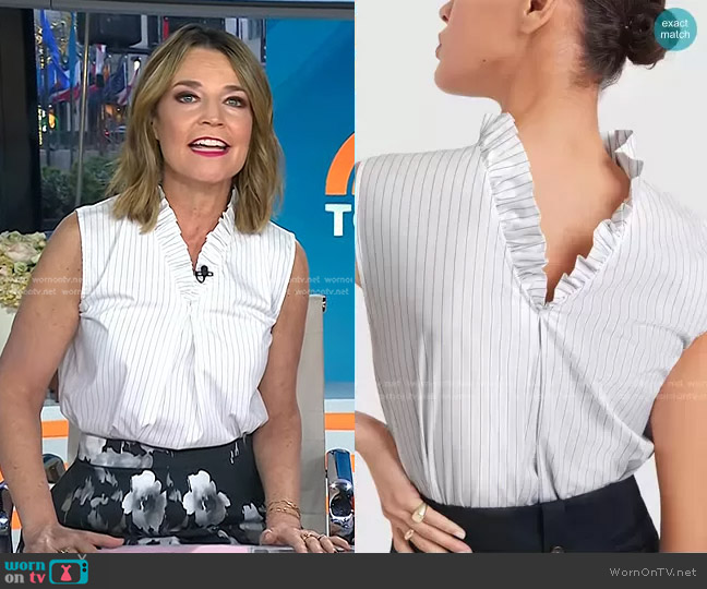 G. Label Skinner Ruffle-Trim Top worn by Savannah Guthrie on Today
