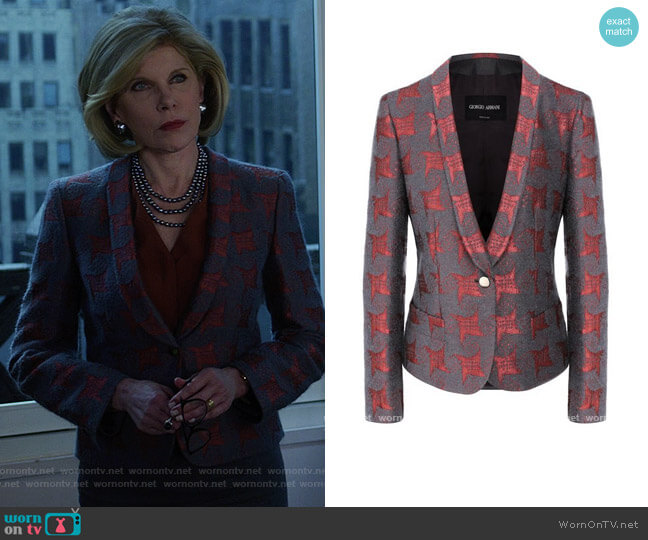 Armani Jacquard Blazer worn by Diane Lockhart (Christine Baranski) on The Good Fight