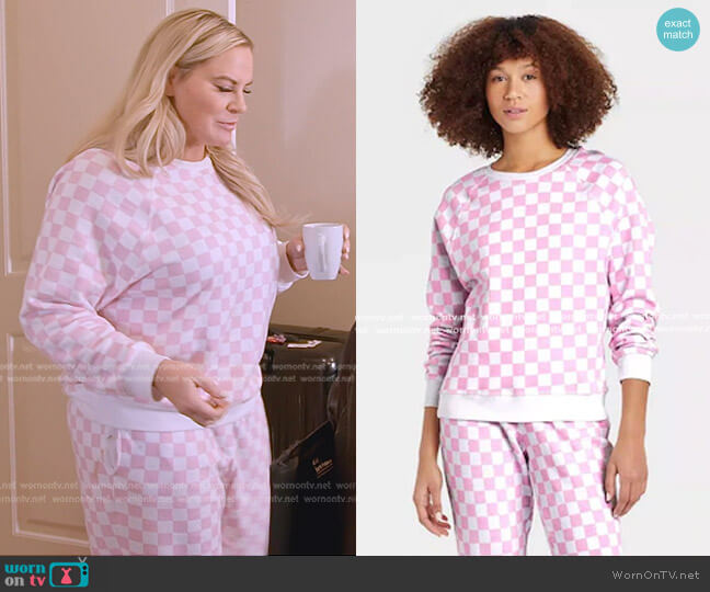 Grayson Threads Checkered Sweatshirt worn by Heather Gay on The Real Housewives of Salt Lake City
