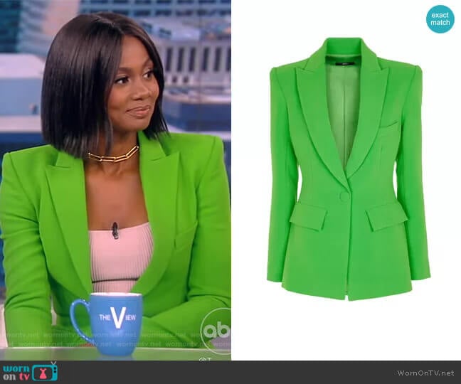 Alex Perry Carter stretch-crepe blazer worn by Emayatzy-Corinealdi on The View