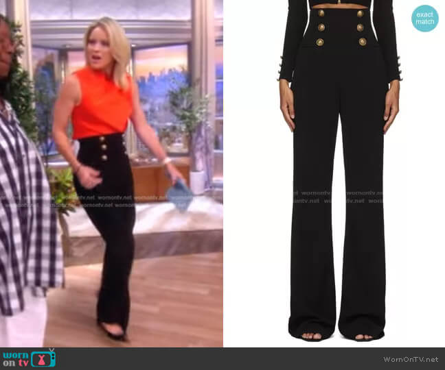 Balmain High-Waist Bootcut Trousers worn by Sara Haines on The View