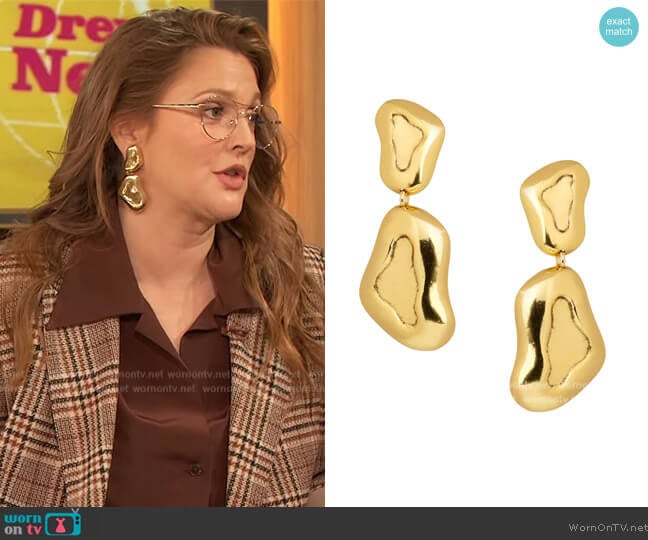 Jennifer Miller Chunky Double Earrings worn by Drew Barrymore on The Drew Barrymore Show