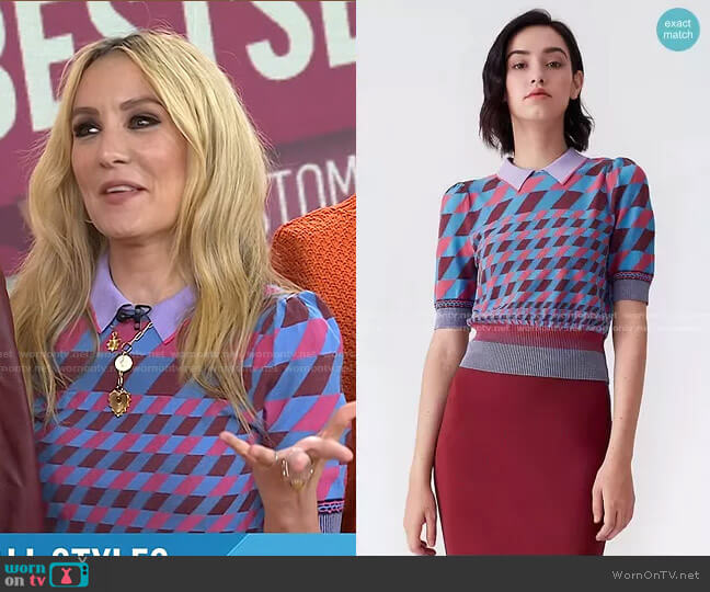 Diane von Furstenberg Jenny Collared Knit Pullover worn by Chassie Post on Today