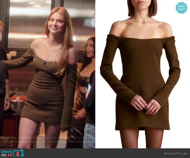 Khaite Octavia Off the Shoulder Long Sleeve Wool Crepe Minidress worn by Kendall Jenner (Kendall Jenner) on The Kardashians