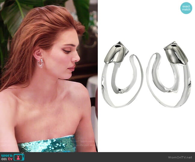 Alexis Bittar Liquid Rhodium Capped Front Facing Hoop Earrings worn by Kendall Jenner (Kendall Jenner) on The Kardashians