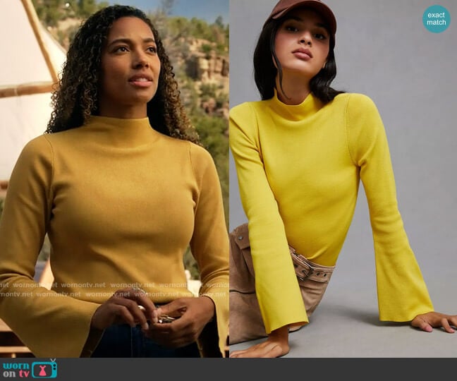 Maeve Bell-Sleeve Sweater in Chartreuse worn by Cassie Dewell (Kylie Bunbury) on Big Sky