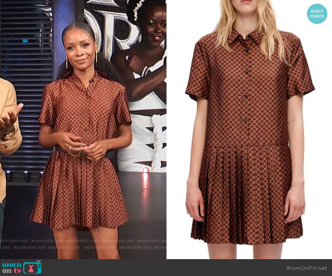 Maje Rablic Pleated Shirt Dress worn by Zuri Hall on Access Hollywood