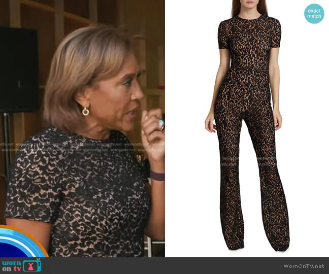 Michael Kors Lace Flared-Leg Jumpsuit worn by Robin Roberts on Good Morning America