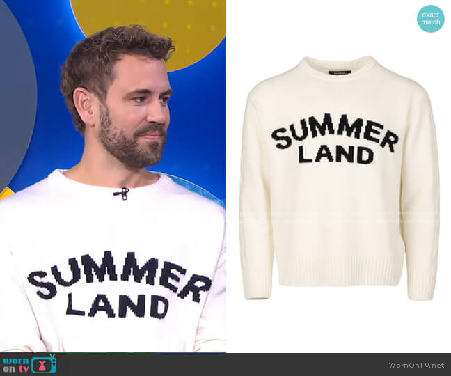 Nahmias Summerland Slogan Jumper worn by Nick Viall on Good Morning America