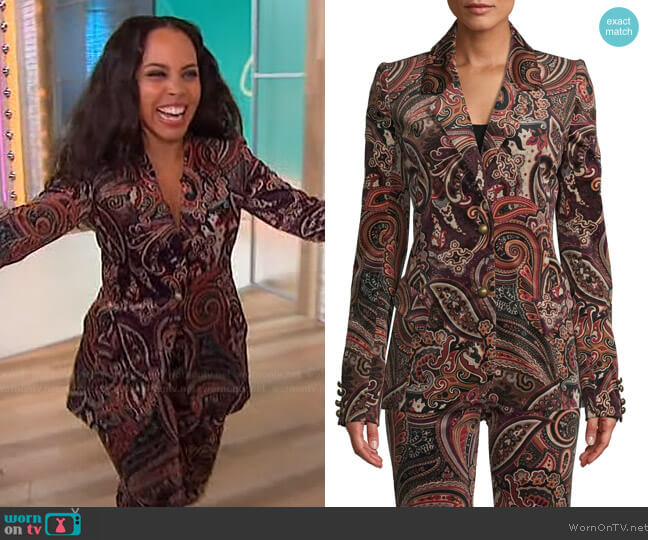 Nicole Miller Paisley Print Blazer worn by Amirah Vann on Sherri