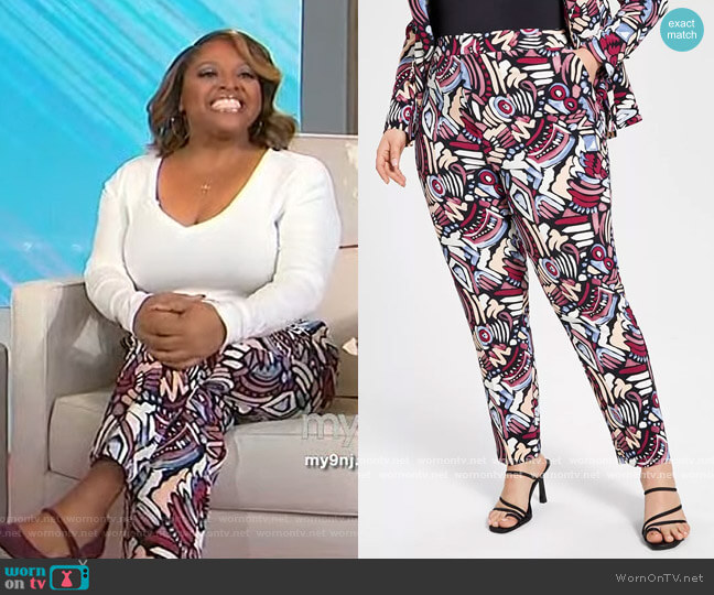 Nina Parker Plus Size Printed Tailored Pants worn by Sherri Shepherd on Sherri