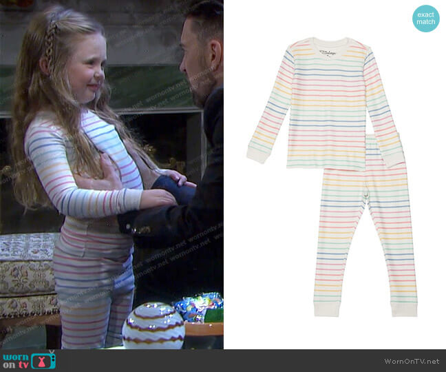PJ Salvage Toddler and Kids Multi Striped Lounge Set worn by Charlotte DiMera (Oakley Rondou) on Days of our Lives