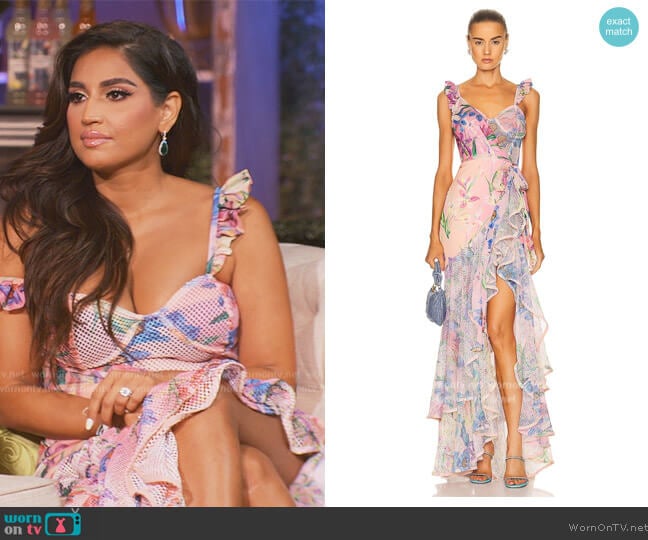 PatBo Iris ruffled maxi dress worn by Leva Bonaparte on Southern Charm