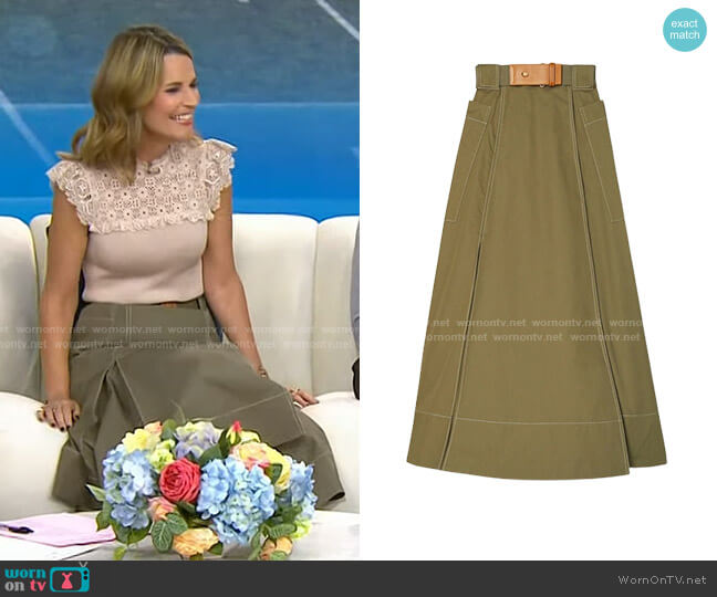 Tory Burch Poplin Pleated Skirt worn by Savannah Guthrie on Today