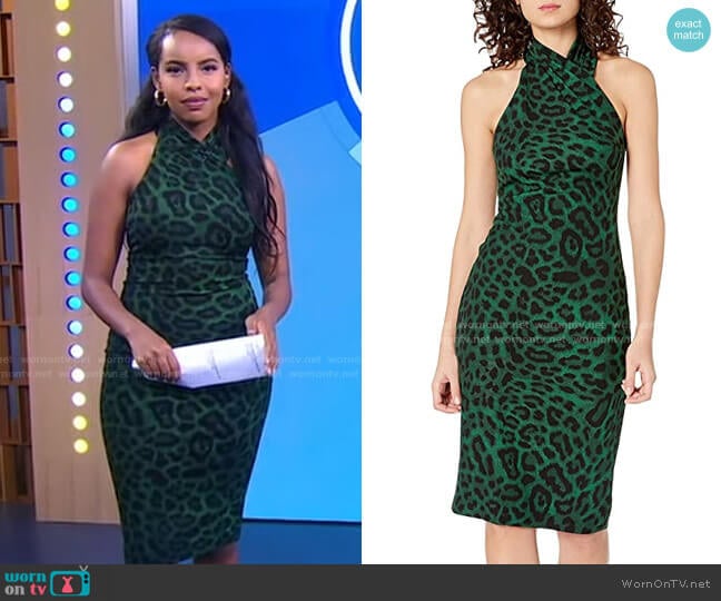 RACHEL Rachel Roy Animal Printed Halter Harland Dress worn by Mona Kosar Abdi on Good Morning America