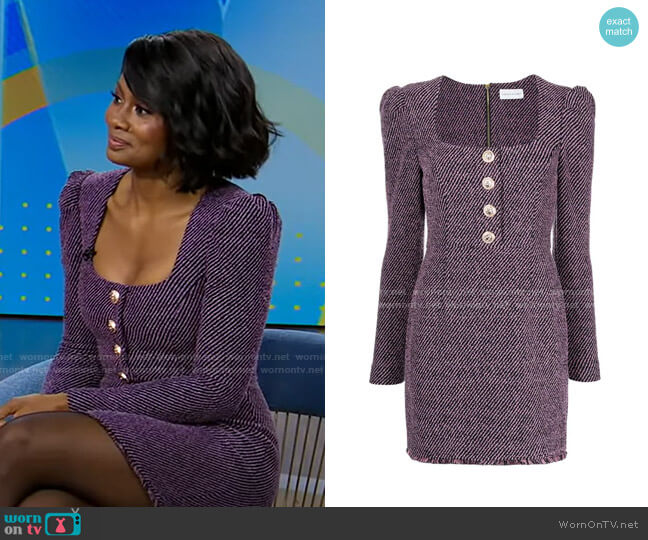 Rebecca Vallance Charlotte Button Mini Dress worn by Emayatzy Corinealdi on Good Morning America