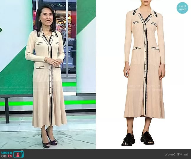 Sandro Alexandrine Knit Midi Dress worn by Vicky Nguyen on Today