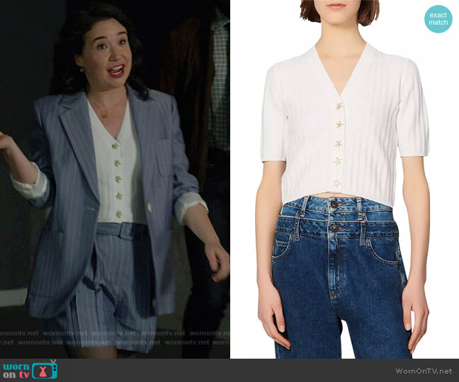 Sandro Nolan Cropped Rib Knit Sweater worn by Marissa Gold (Sarah Steele) on The Good Fight