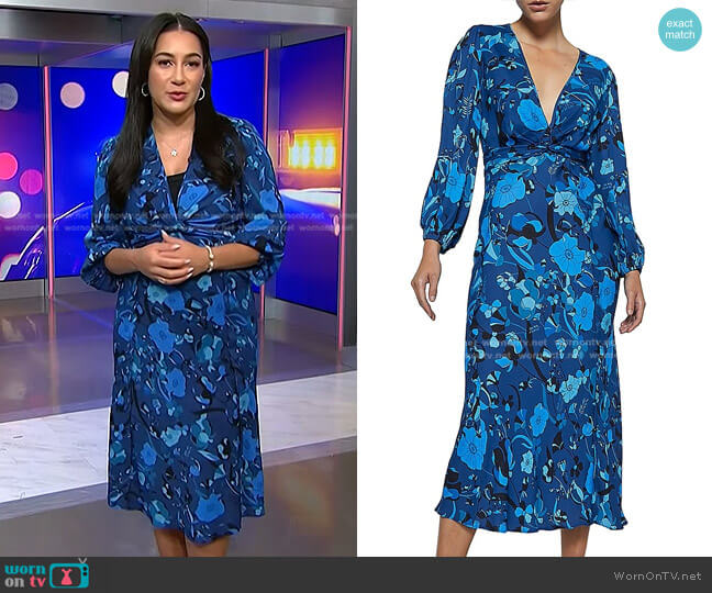 Scanlan Theodore Floral Printed Midi-Dress worn by Morgan Radford on NBC News Daily