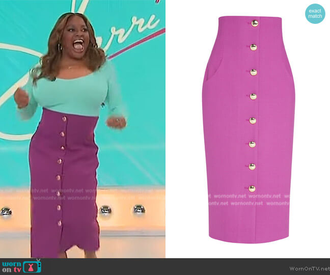 Sergio Hudson Button-Front Pencil Skirt worn by Sherri Shepherd on Sherri