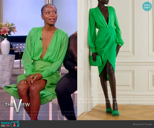 Gathered silk-chiffon and mesh bodysuit Sergio Hudson worn by Danielle Deadwyler on The View