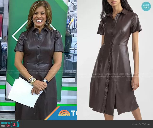 Shoshanna Piera Slit-Hem Button-Down Midi Dress worn by Hoda Kotb on Today