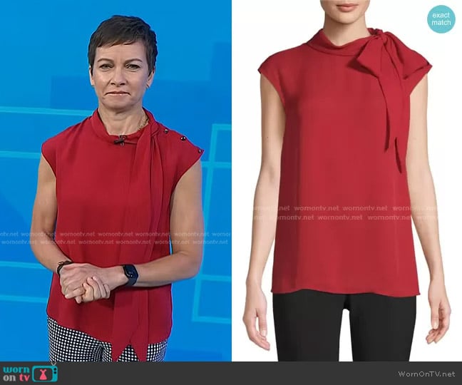 St. John Silk Georgette Tie-Neck Blouse worn by Stephanie Gosk on Today